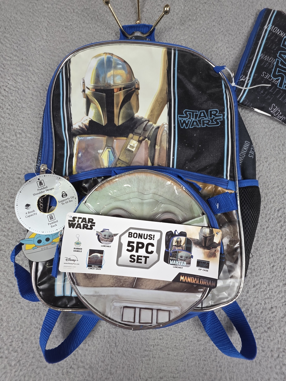 DISNEY Star Wars Backpack 5Pc School Bundle Set Bookbag Lunchbox Zip Case NWT